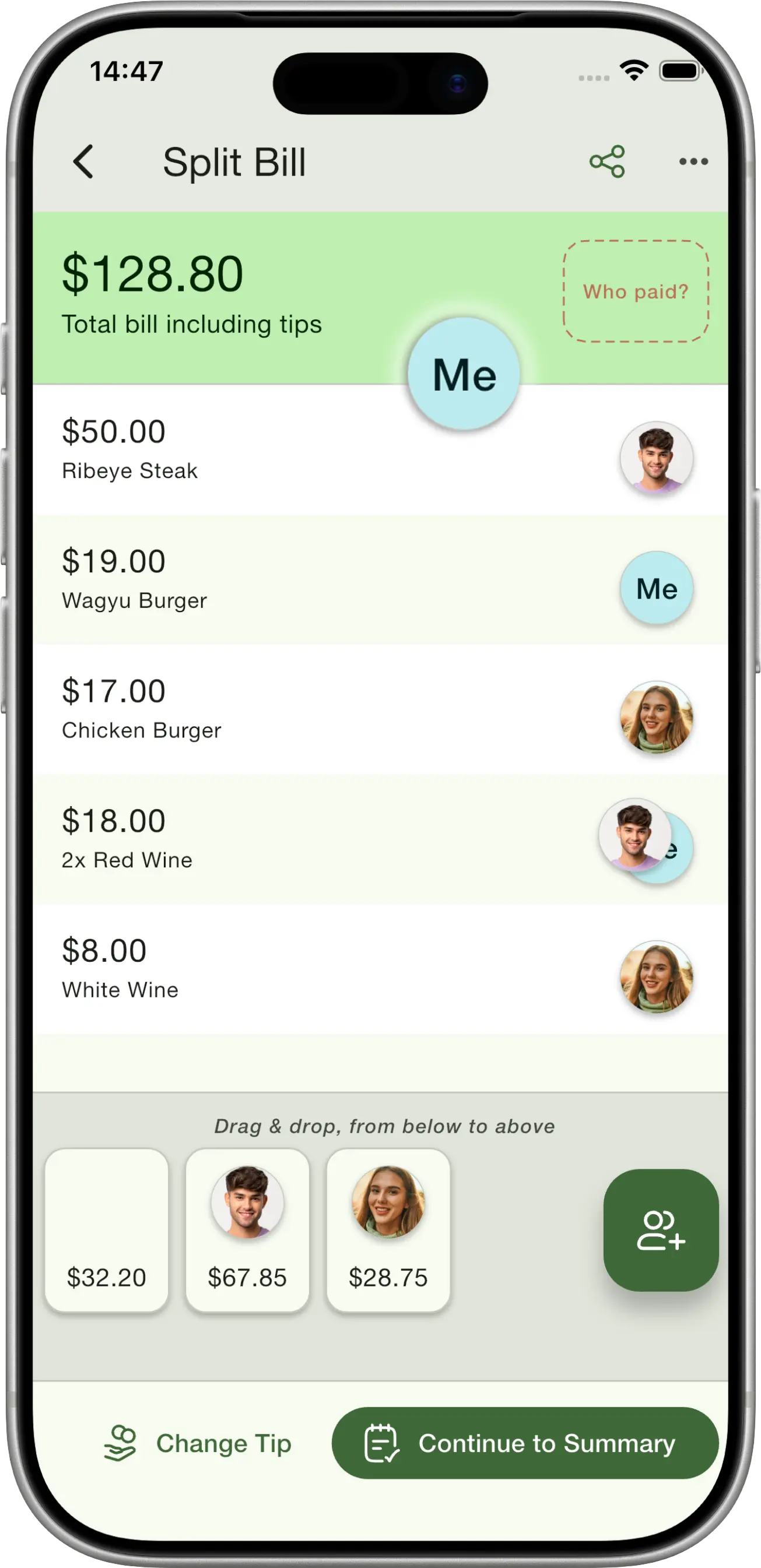 Mark who paid the bill