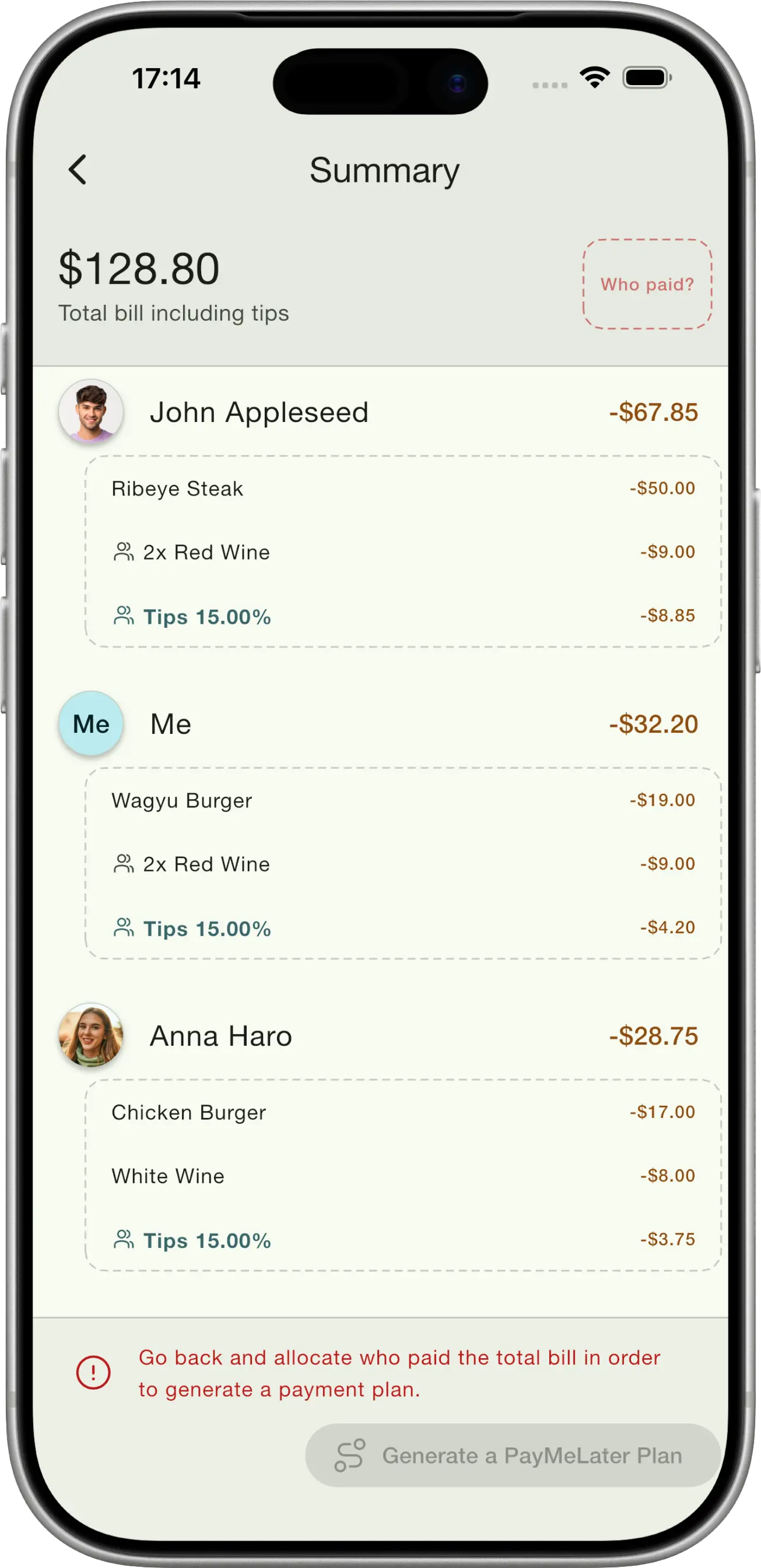 Get individual bills